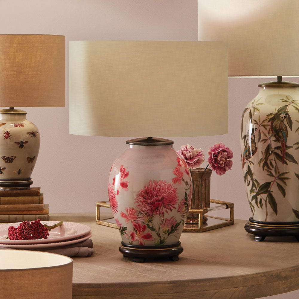 Jenny Worrall Dahlia Alstroemeria Medium Glass Lamp Base