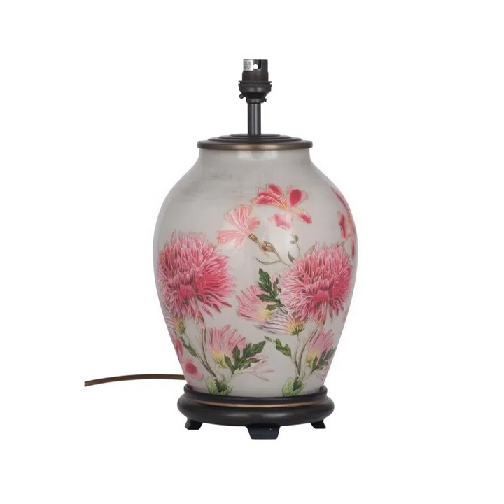 Jenny Worrall Dahlia Alstroemeria Medium Glass Lamp Base