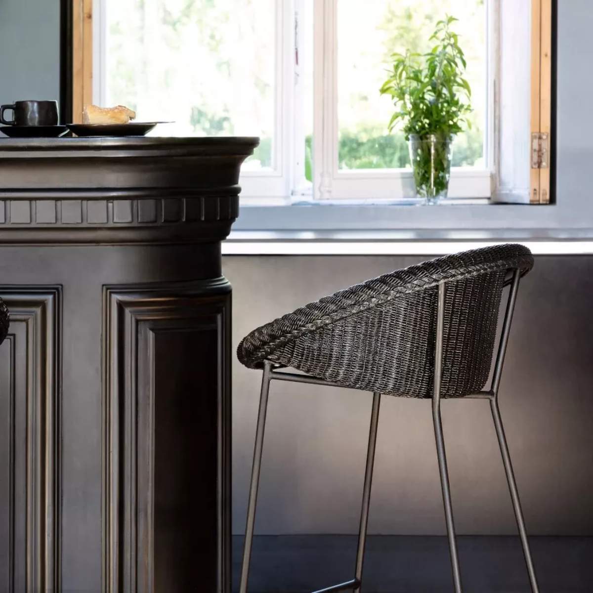 Vincent Shepherd Joe Counter Stool Matt Steel Sled Base