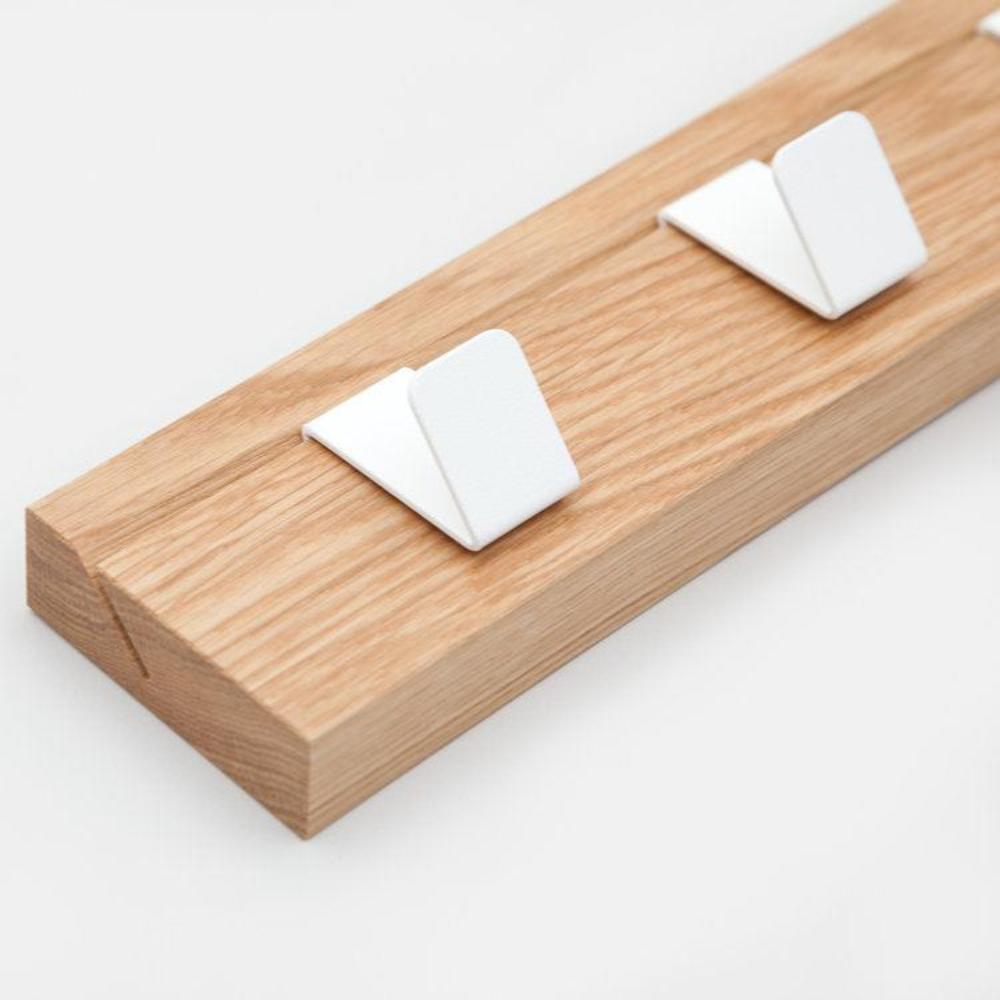 John Green 45 Solid Oak Coat Rail Close up