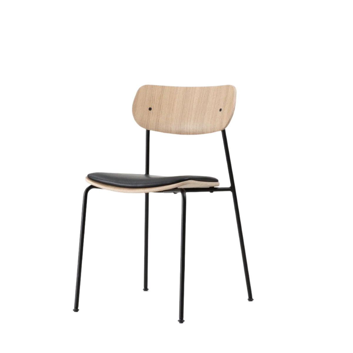 John Green Otis Tube Chair with black leather seat