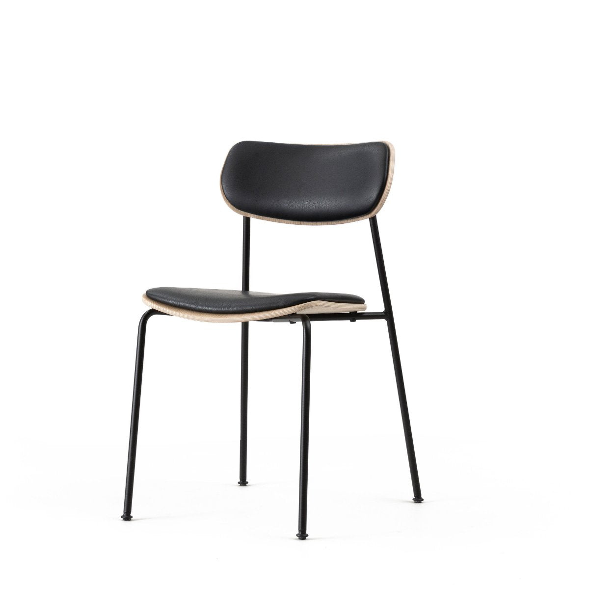 John Green Otis Tube Chair with black leather seat and back