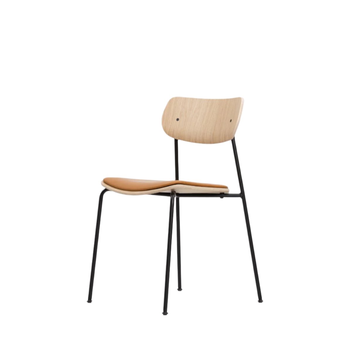 John Green Otis Tube Chair with cognac leather seat