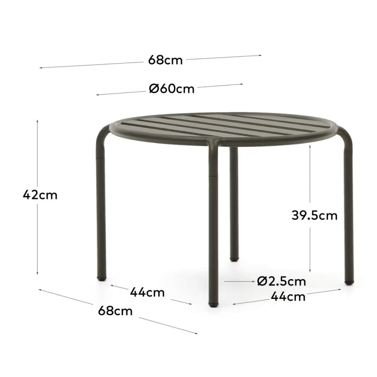 Kave Home Joncols outdoor side table in aluminium with taupe painted finish Ø 60cm