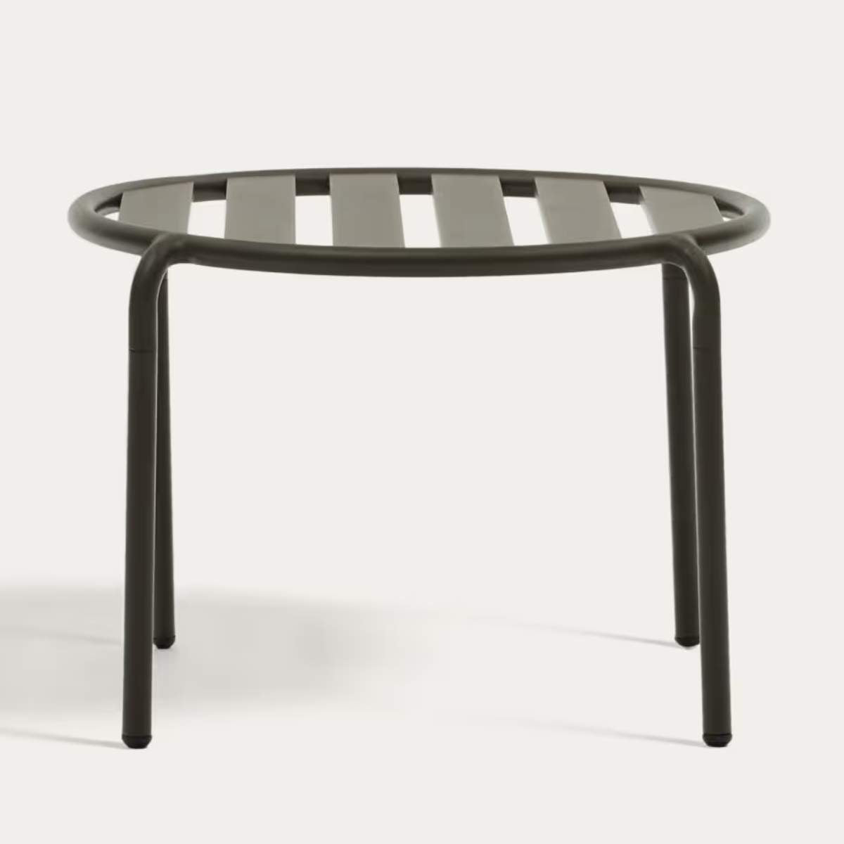 Kave Home Joncols outdoor side table in aluminium with taupe painted finish Ø 60cm
