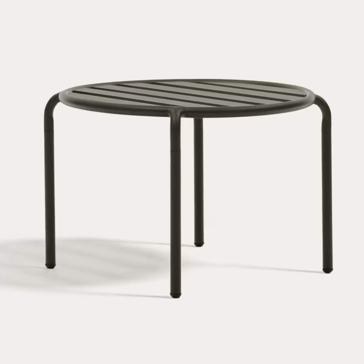 Kave Home Joncols outdoor side table in aluminium with taupe painted finish Ø 60cm