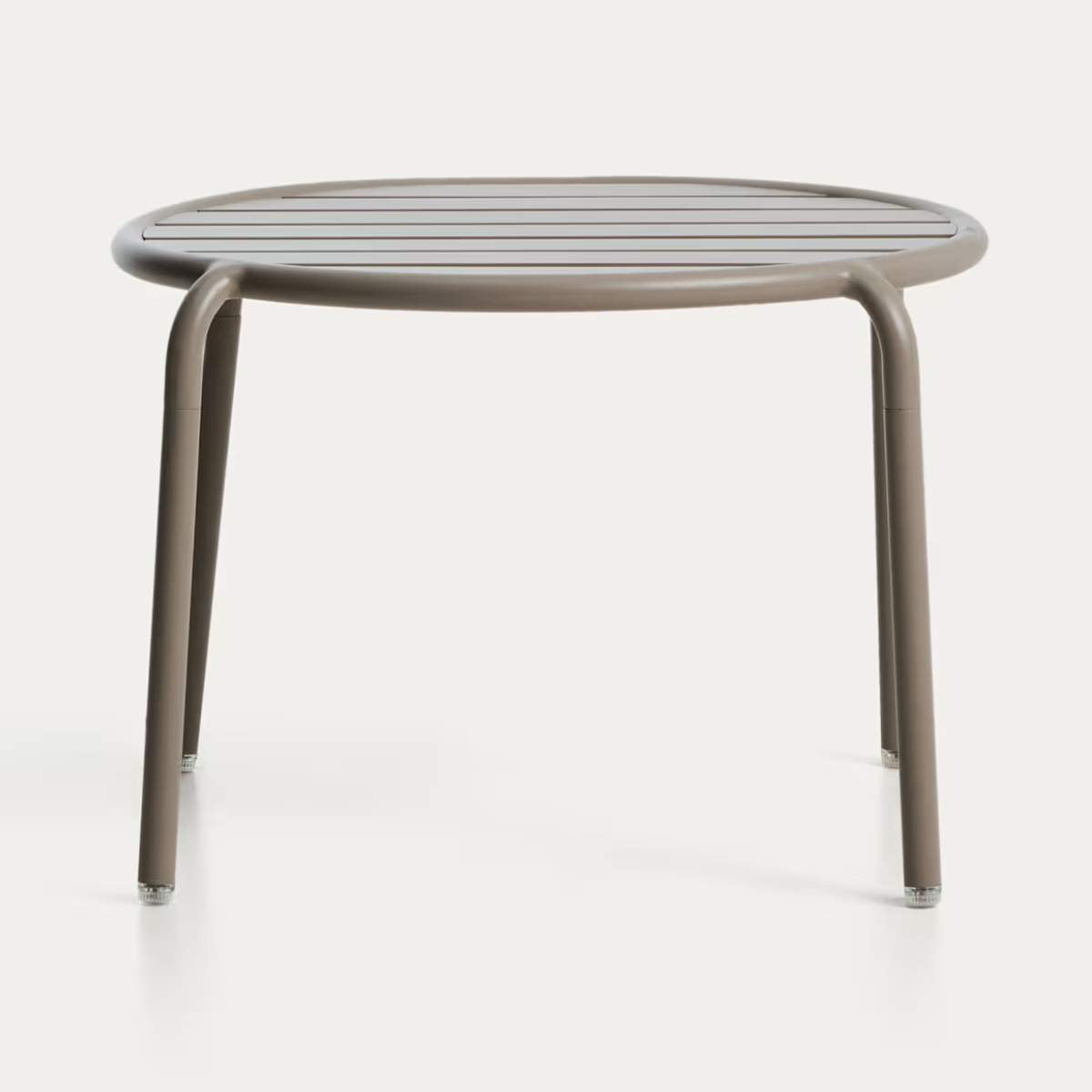 Kave Home Joncols outdoor side table in aluminium with taupe painted finish Ø 60cm
