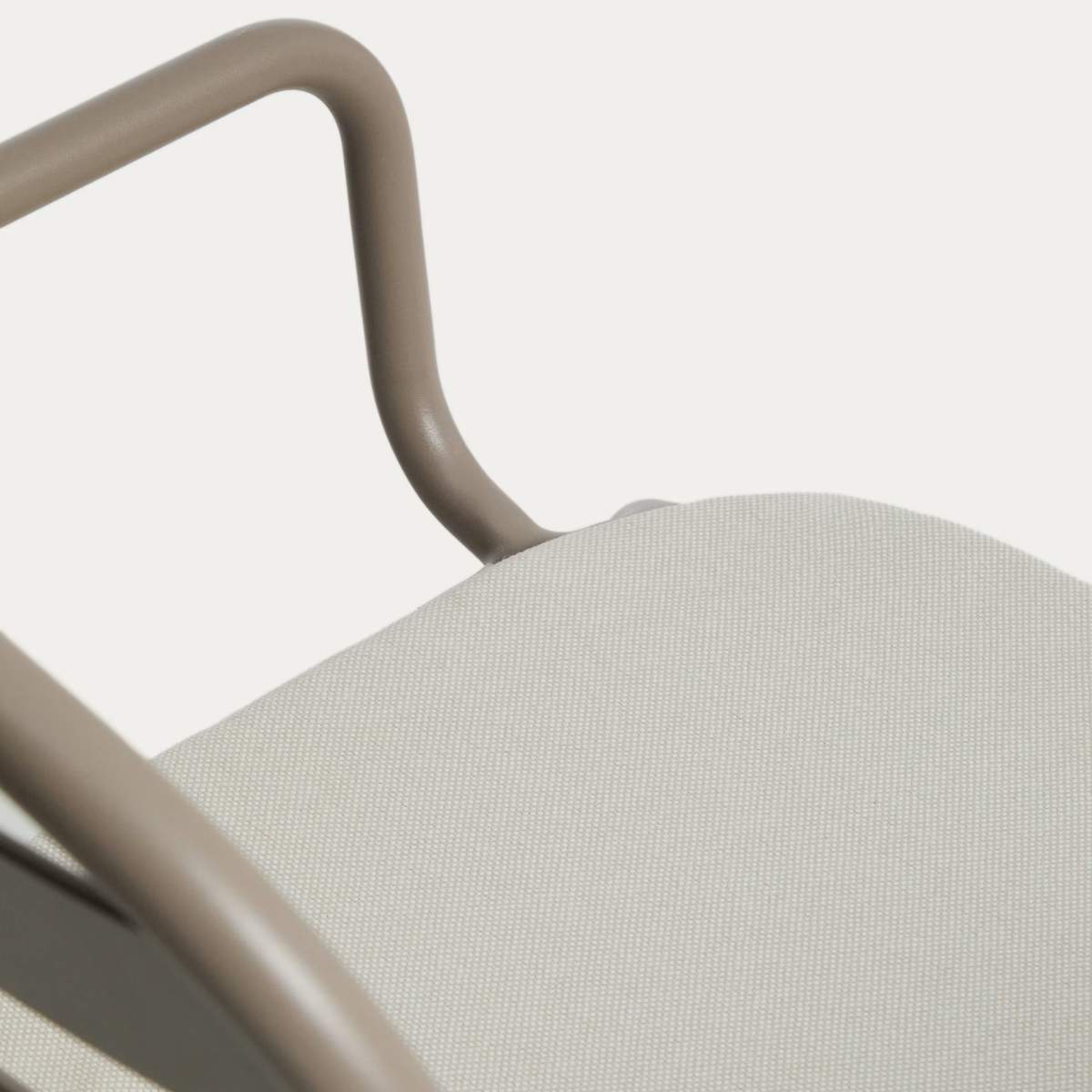 Kave Home Joncols stackable outdoor chair in aluminium with taupe painted finish