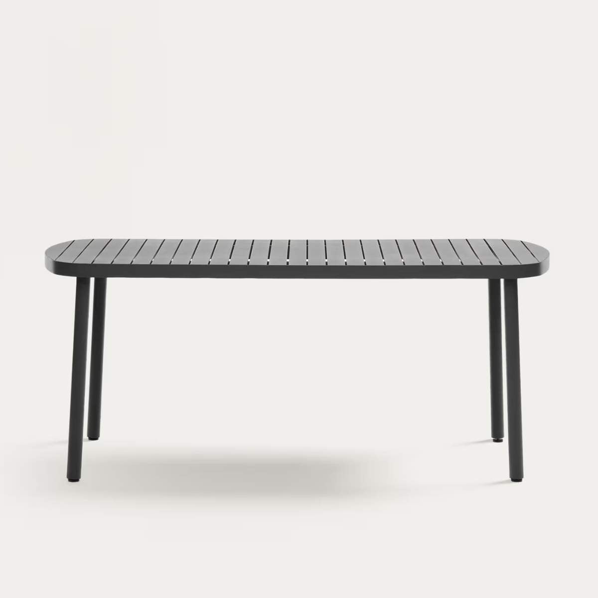 Kave Home Joncols outdoor table in aluminium with taupe painted finish 180 x 90cm