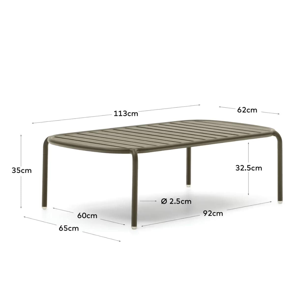 Kave Home Joncols outdoor coffee table in aluminium with taupe painted finish Ø 113 x 65cm