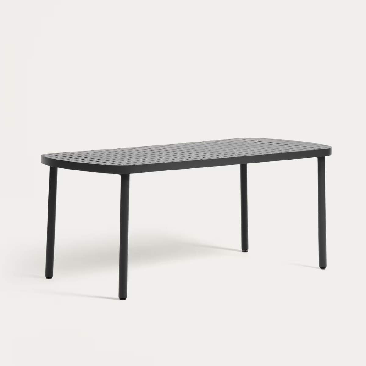Kave Home Joncols outdoor table in aluminium with taupe painted finish 180 x 90cm