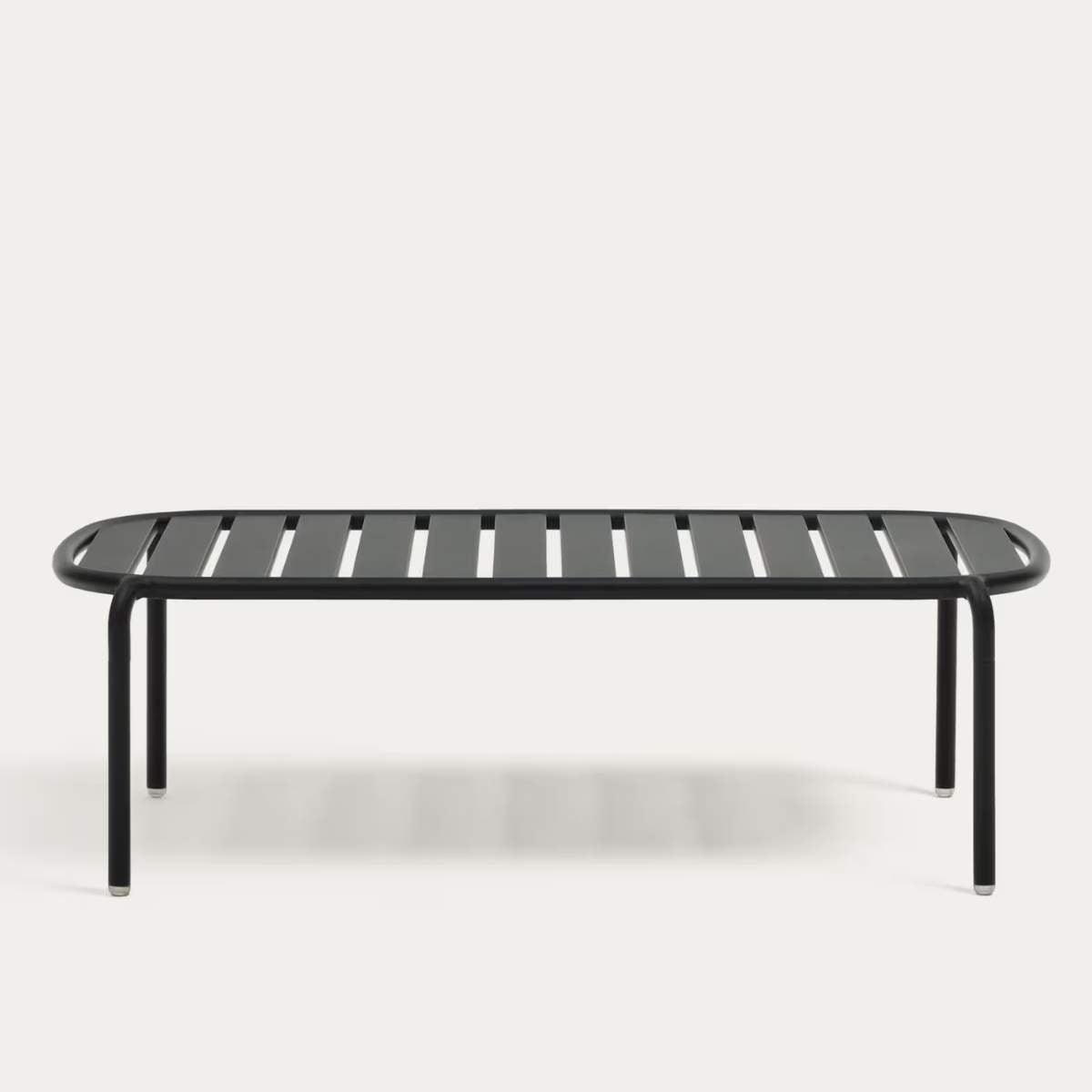 Kave Home Joncols outdoor coffee table in aluminium with taupe painted finish Ø 113 x 65cm