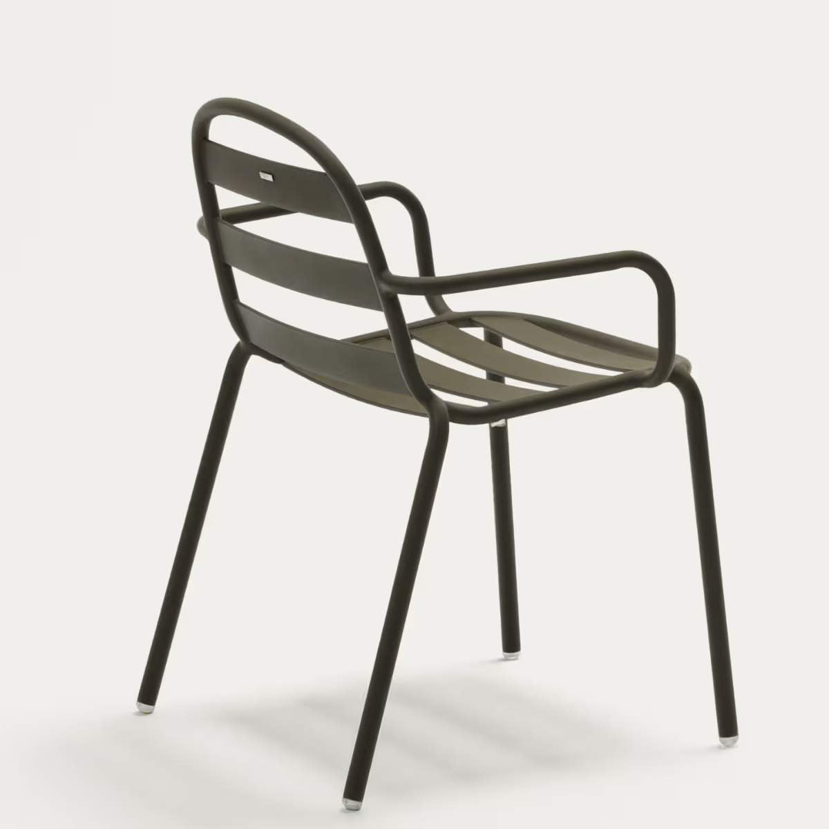 Kave Home Joncols stackable outdoor chair in aluminium with taupe painted finish