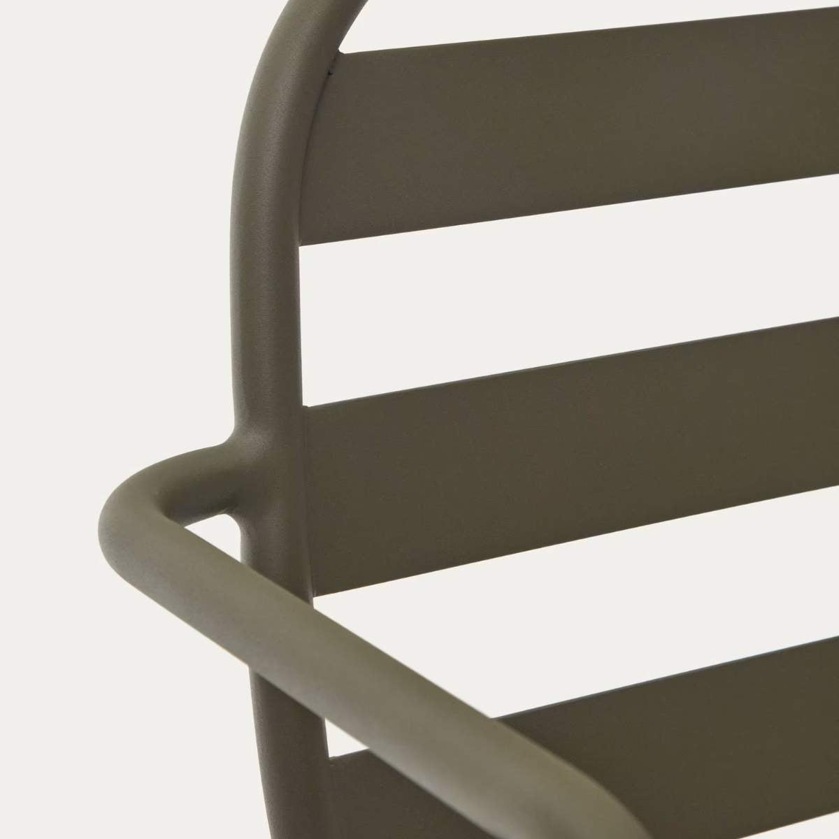 Kave Home Joncols stackable outdoor chair in aluminium with taupe painted finish