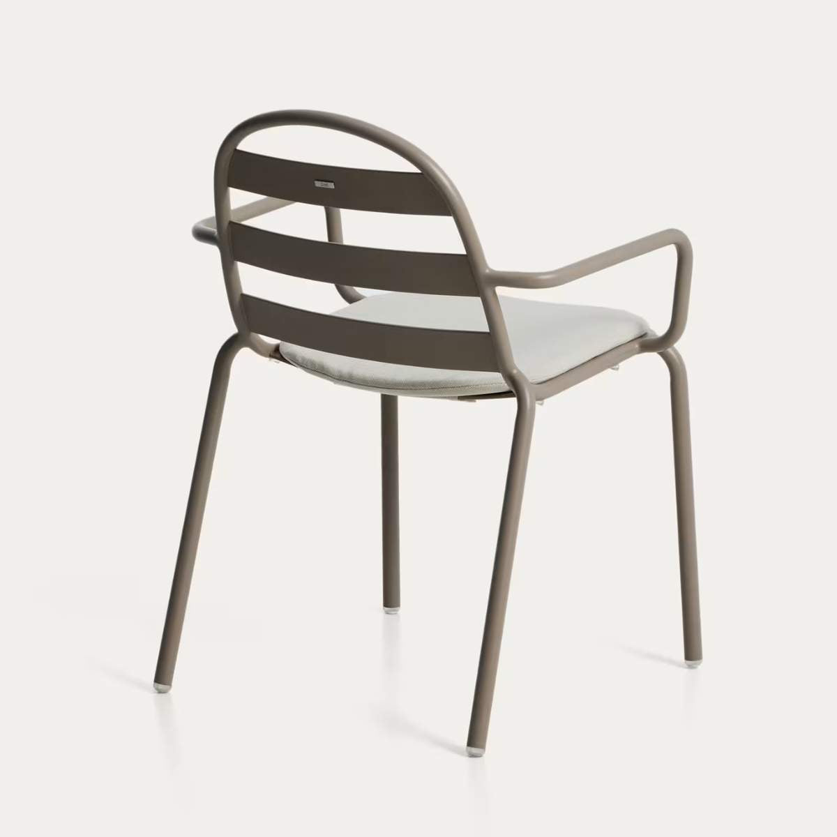Kave Home Joncols stackable outdoor chair in aluminium with taupe painted finish