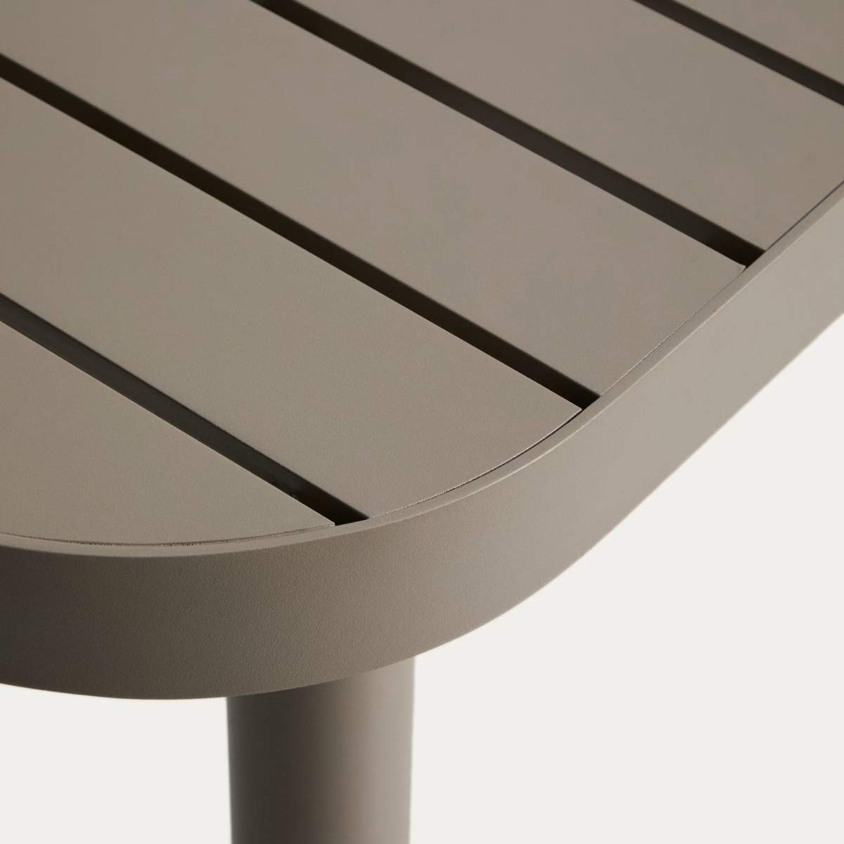Kave Home Joncols outdoor table in aluminium with taupe painted finish 180 x 90cm