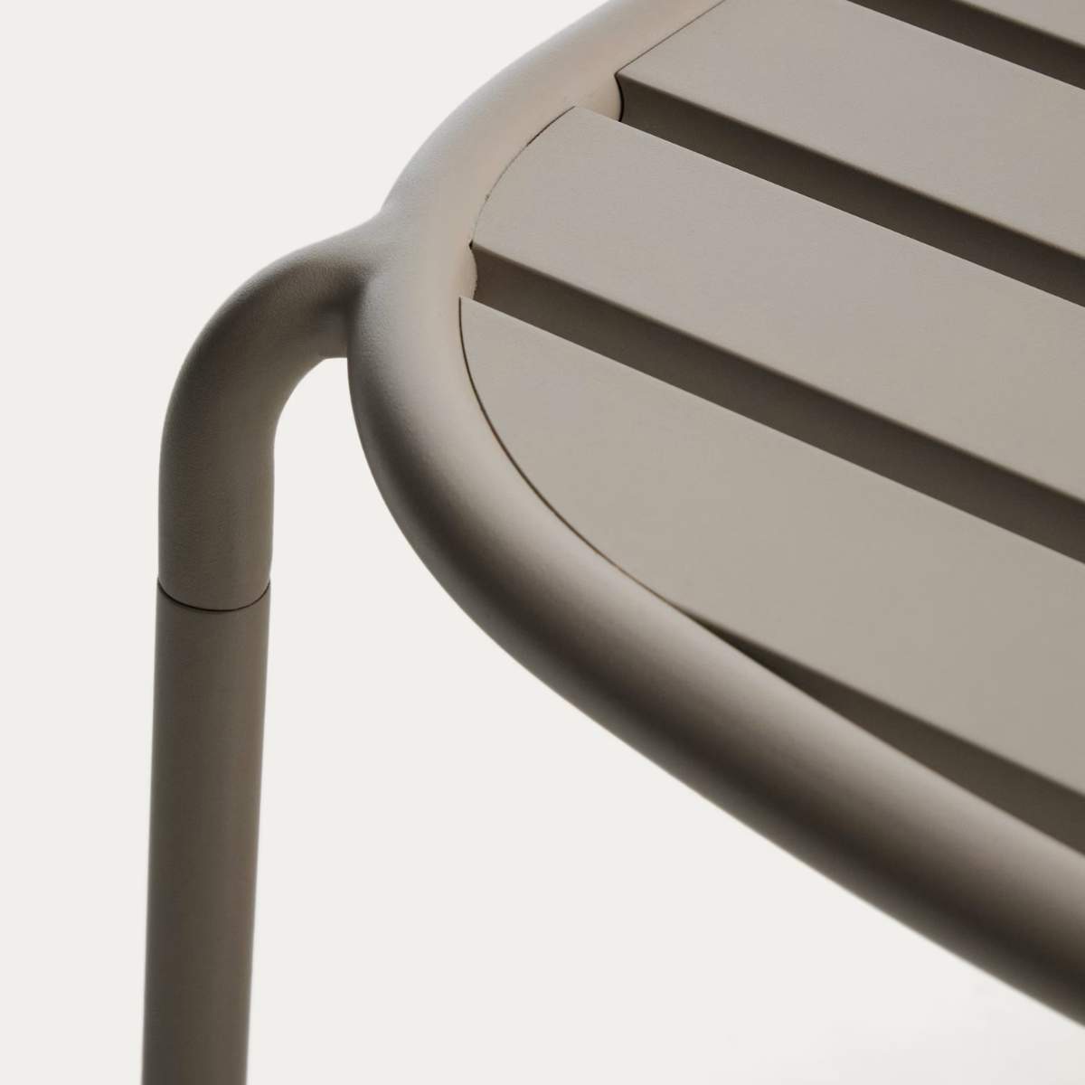 Kave Home Joncols outdoor coffee table in aluminium with taupe painted finish Ø 113 x 65cm