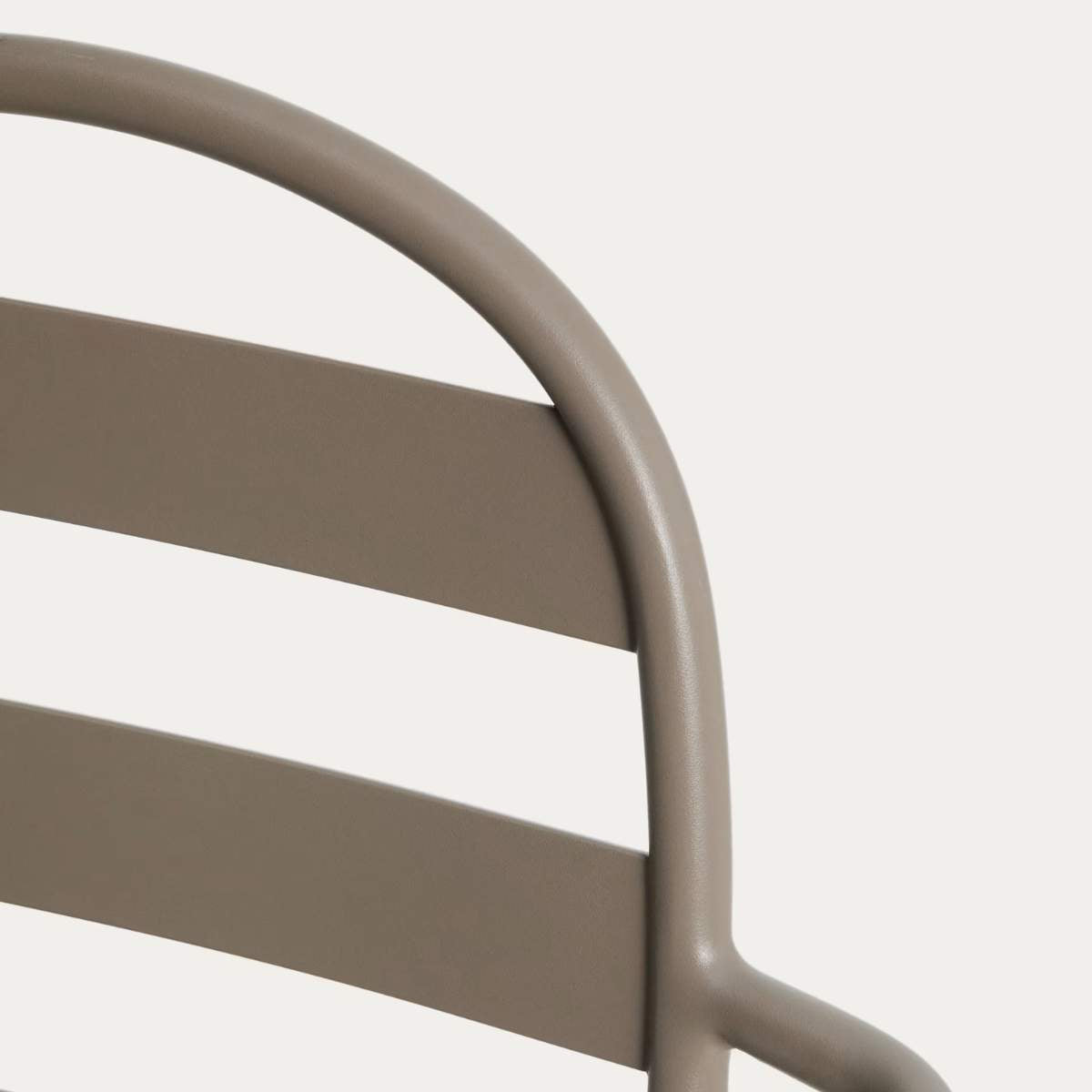 Kave Home Joncols stackable outdoor chair in aluminium with taupe painted finish