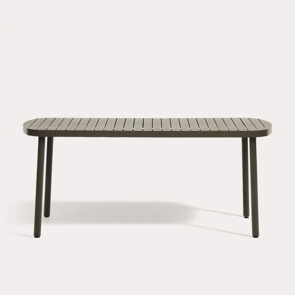 Kave Home Joncols outdoor table in aluminium with taupe painted finish 180 x 90cm