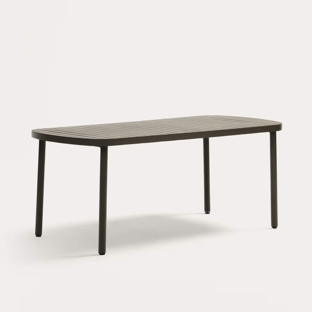Kave Home Joncols outdoor table in aluminium with taupe painted finish 180 x 90cm