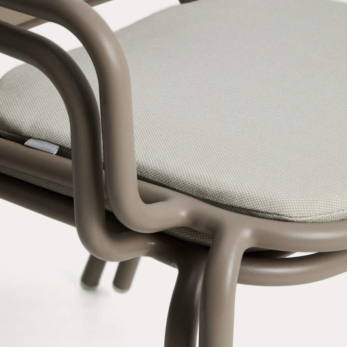 Kave Home Joncols stackable outdoor chair in aluminium with taupe painted finish
