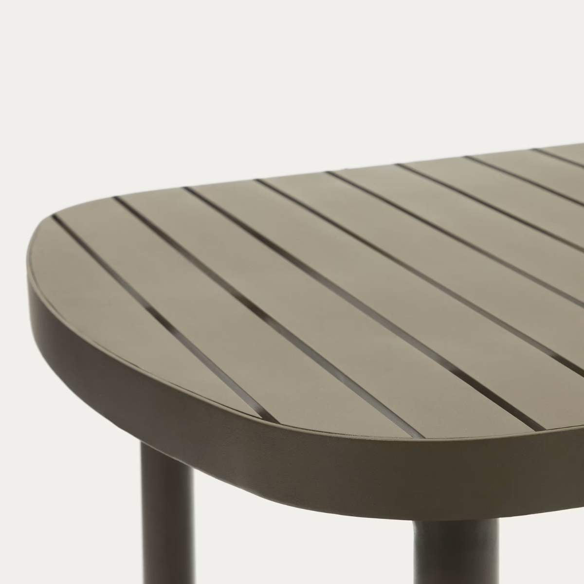 Kave Home Joncols outdoor table in aluminium with taupe painted finish 180 x 90cm