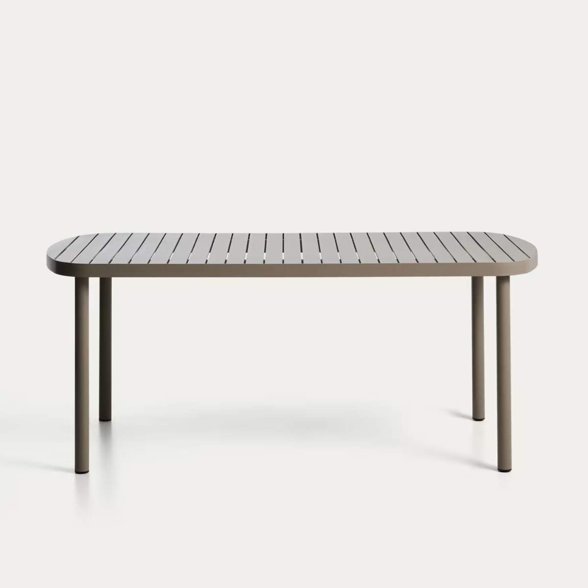 Kave Home Joncols outdoor table in aluminium with taupe painted finish 180 x 90cm