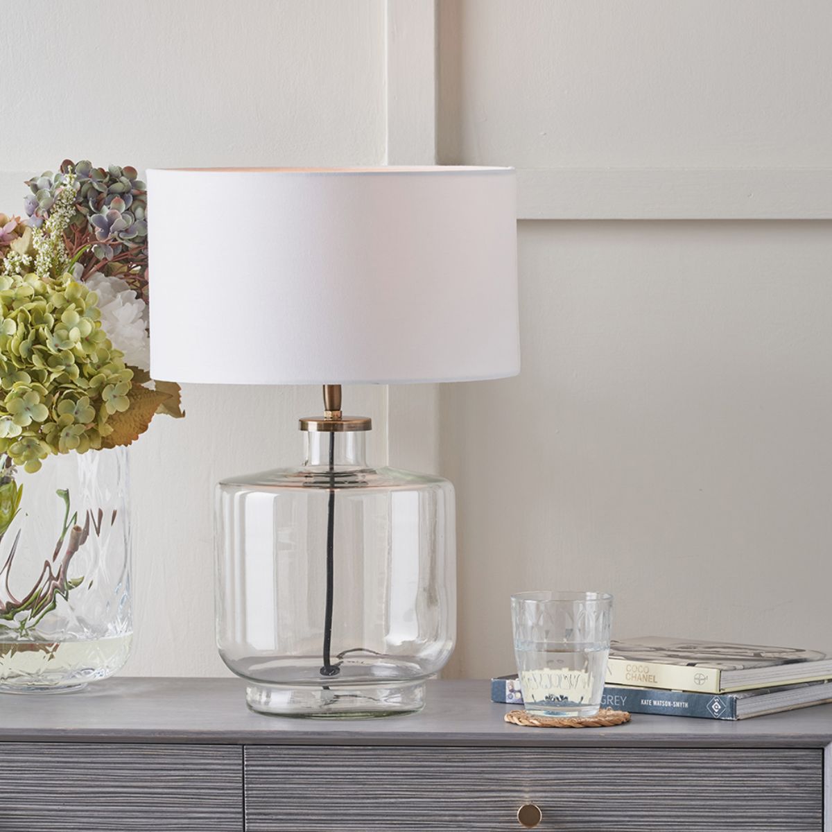 Pacific Lifestyle Josie Clear Glass and Antique Brass Metal Table Lamp Base