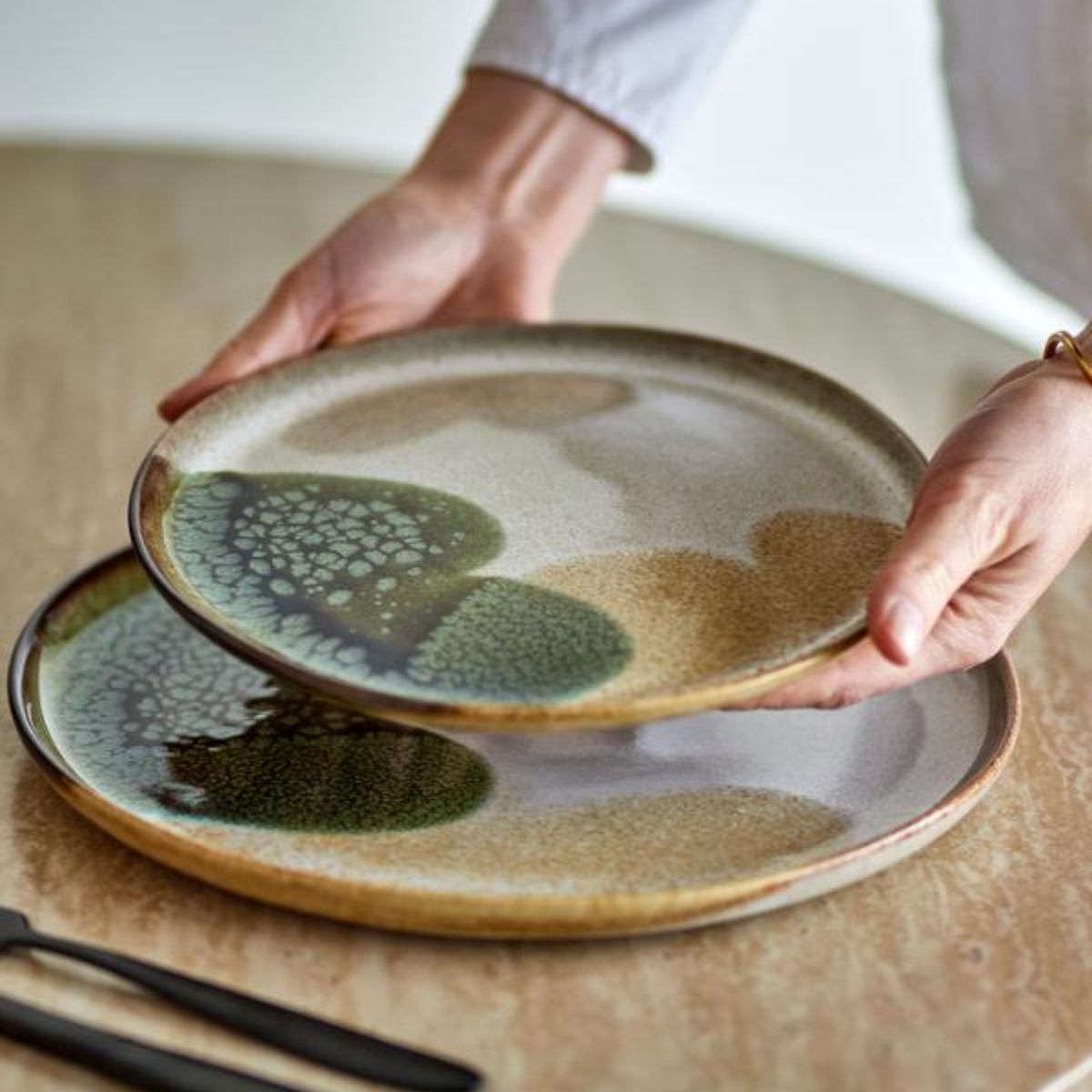 Bloomingville Jules 12 Piece Stoneware Breakfast Set - Green