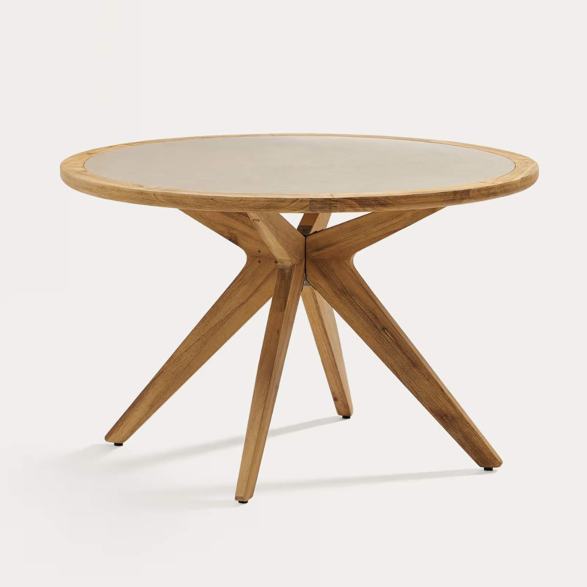 Kave Home Julieta round table in polycement and solid acacia wood Ø 120 cm FSC 100%