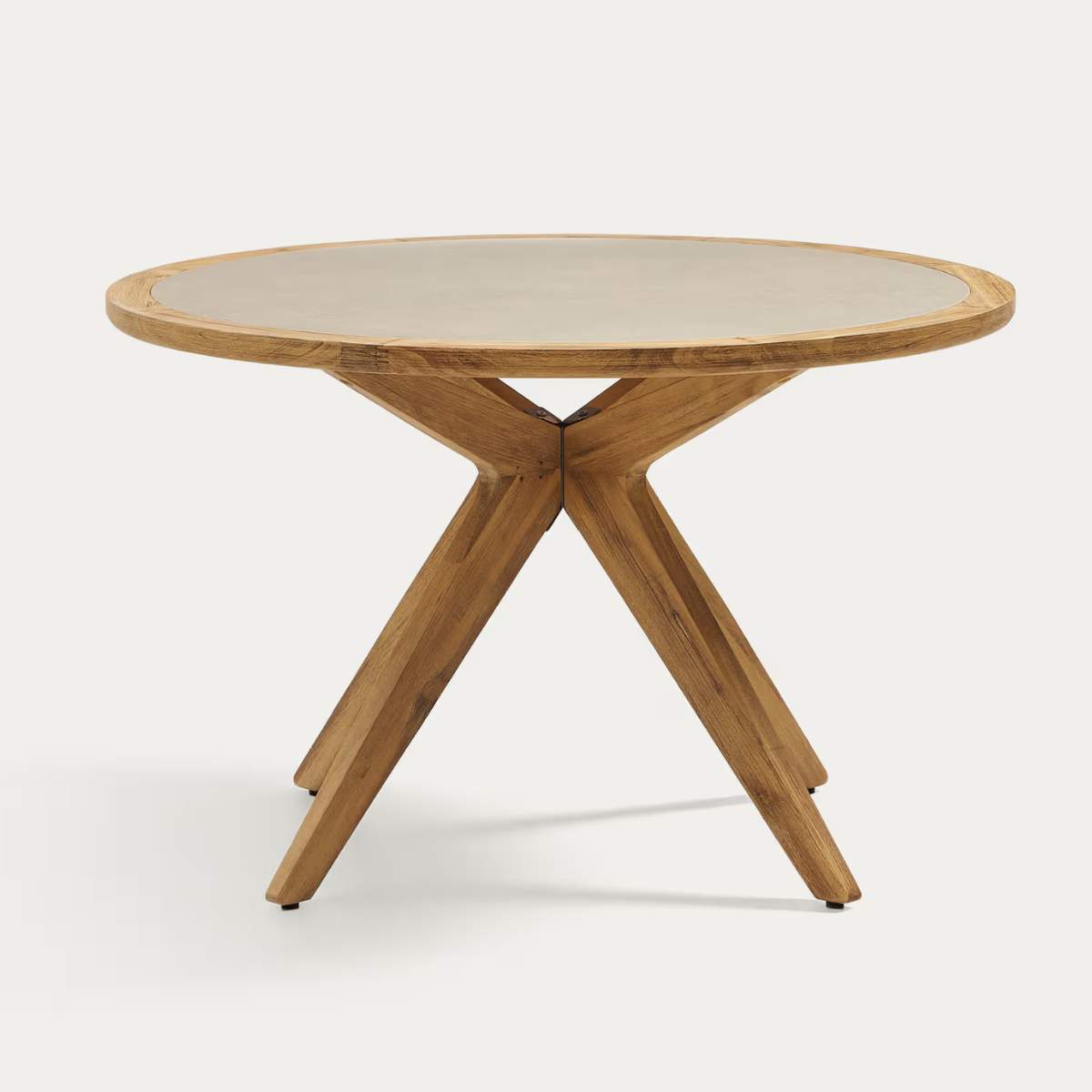Kave Home Julieta round table in polycement and solid acacia wood Ø 120 cm FSC 100%