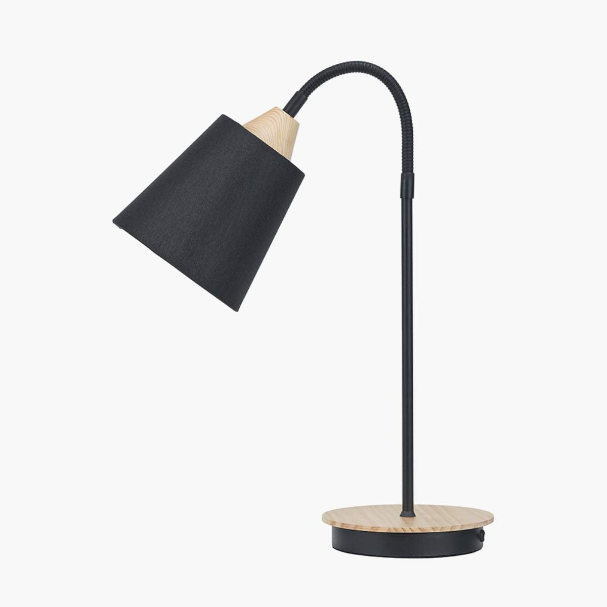 Pacific Lifestyle Juna Black Metal and Natural Wood Table Lamp