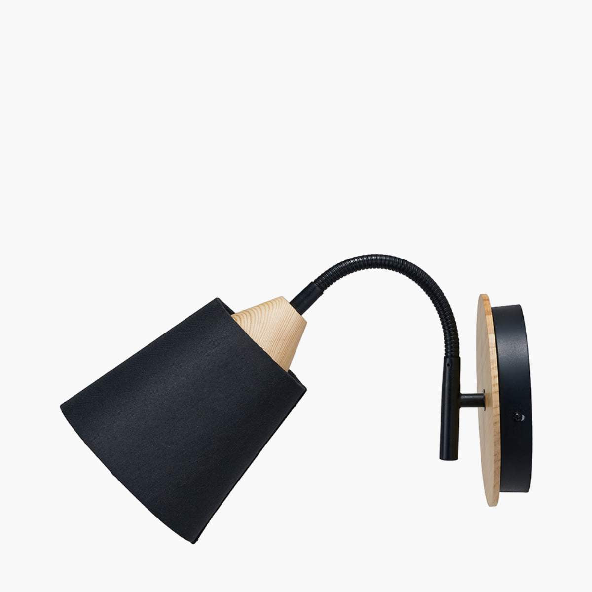 Pacific Lifestyle Juna Black Metal and Natural Wood Wall Light