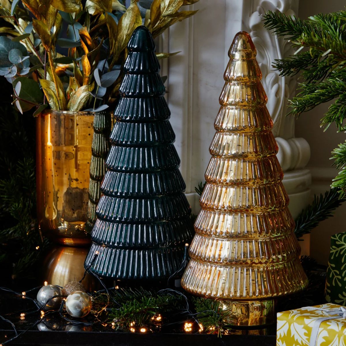 Ivyline Juniper Gold Glass Tree  H41cm W18cm