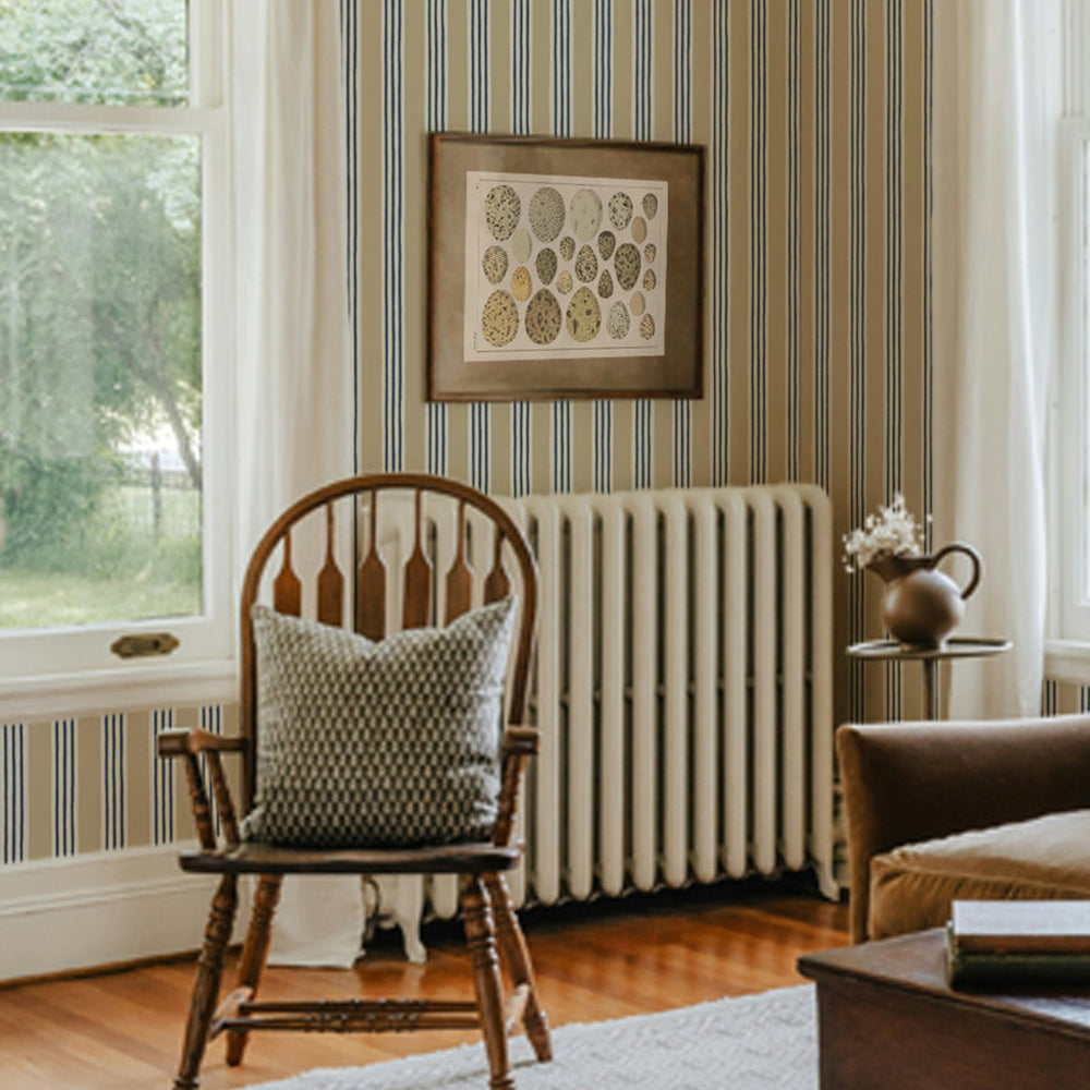 Josephine Munsey Kemble Stripe - Chute Blue, Shell and Cliffwell Stone - Roll