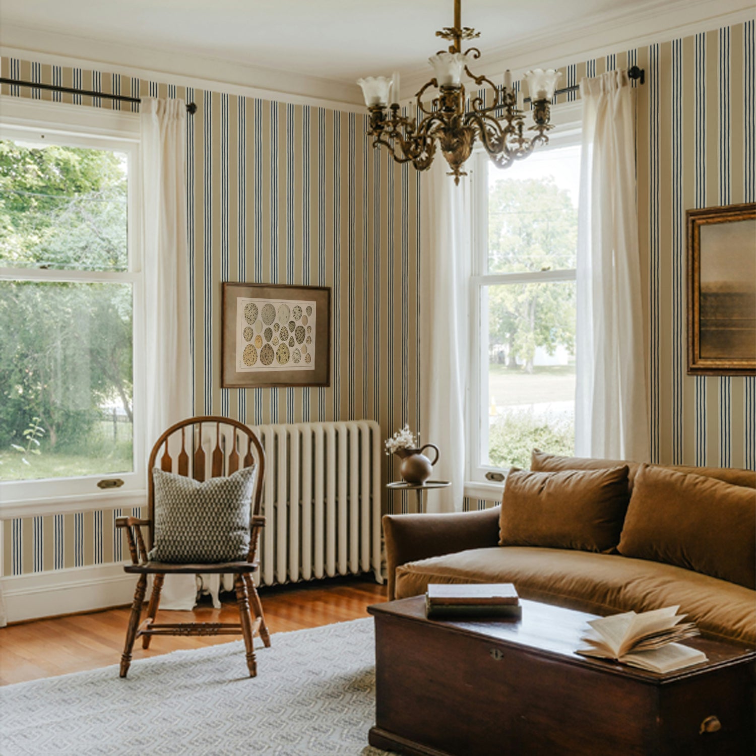 Josephine Munsey Kemble Stripe - Chute Blue, Shell and Cliffwell Stone - Roll