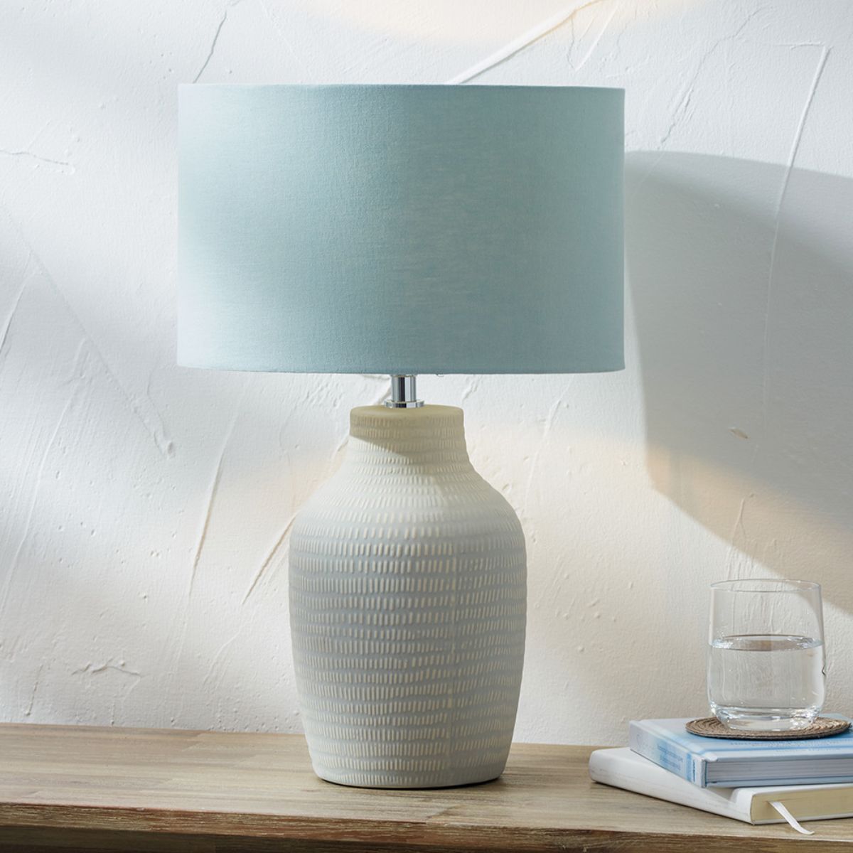 Pacific Lifestyle Kai Duck Egg Textured Tall Ceramic Table Lamp