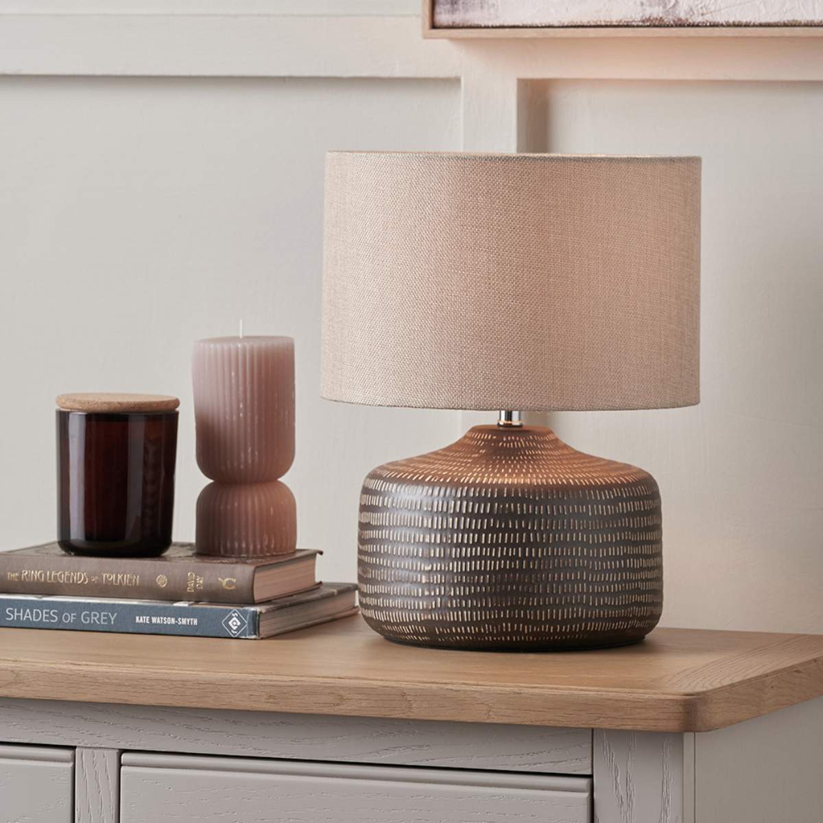 Pacific Lifestyle Kai Earth Coloured Textured Ceramic Table Lamp