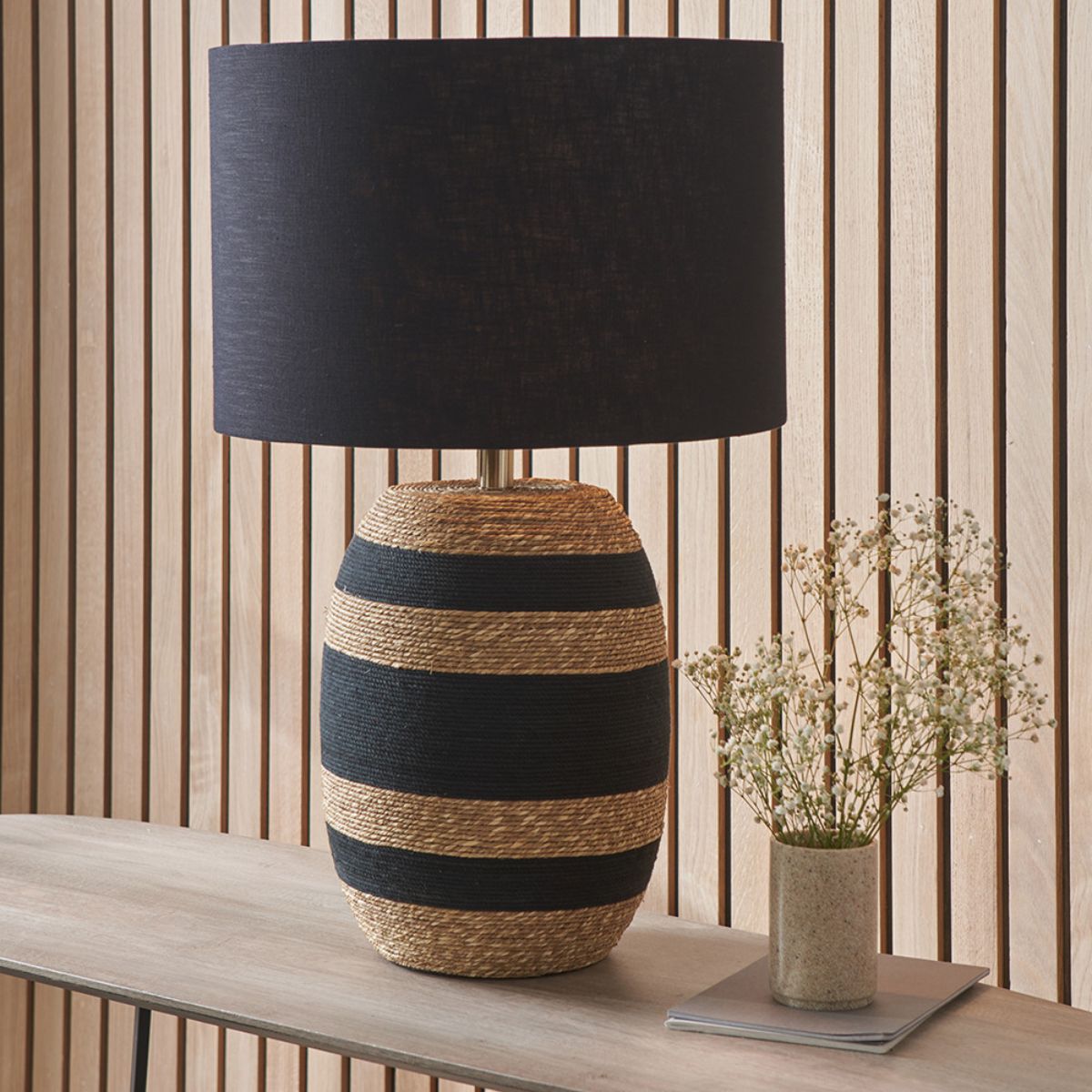 Pacific Lifestyle Kalutara Black and Natural Sea Grass Tall Table Lamp Base