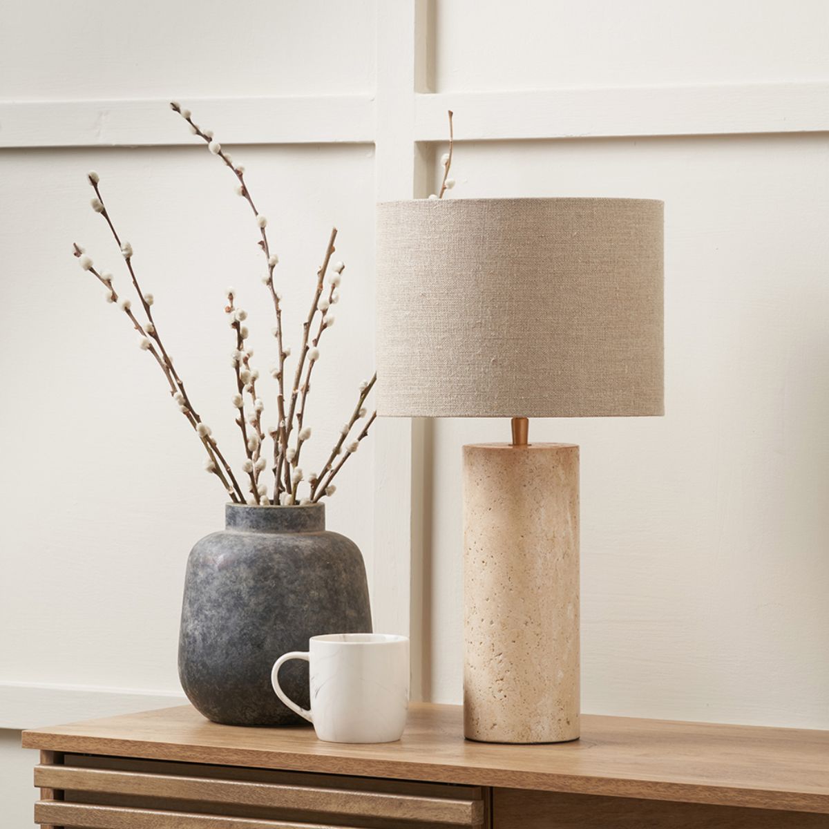 Pacific Lifestyle Kanoa Limestone Cylinder Table Lamp