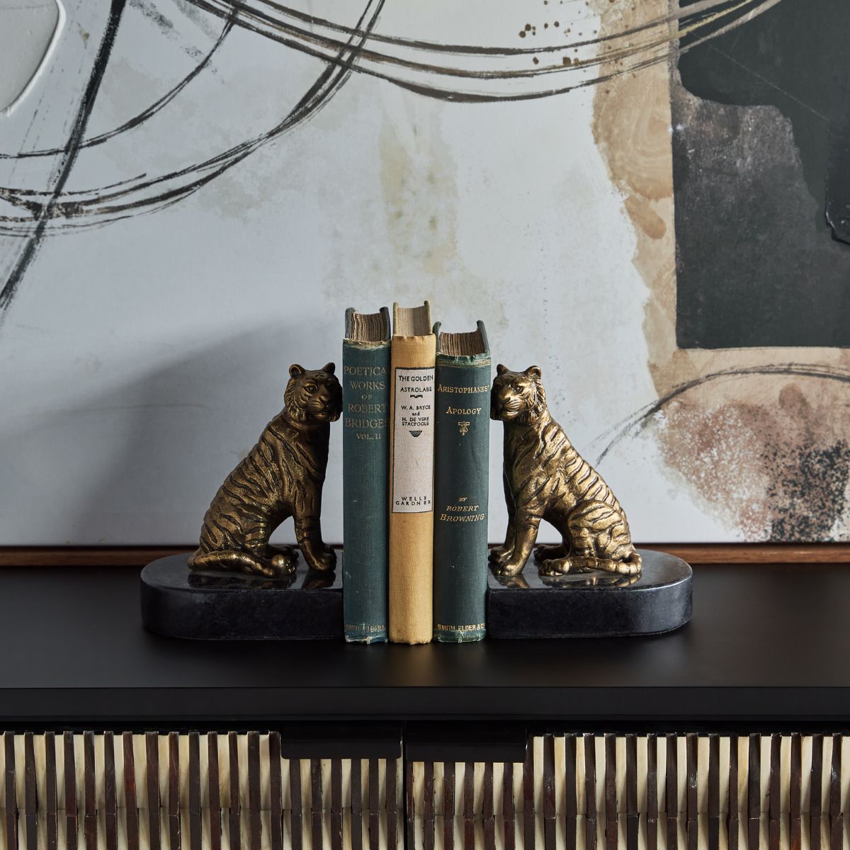 Libra Interiors Kavari Tiger Granite Bookends Set of 2