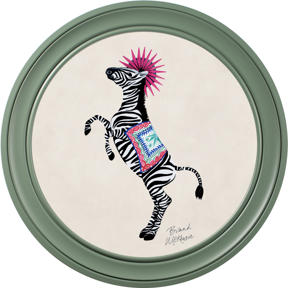 Brand McKenzie Balancing Act Kiki Framed Round Art Print with Chalk White Background