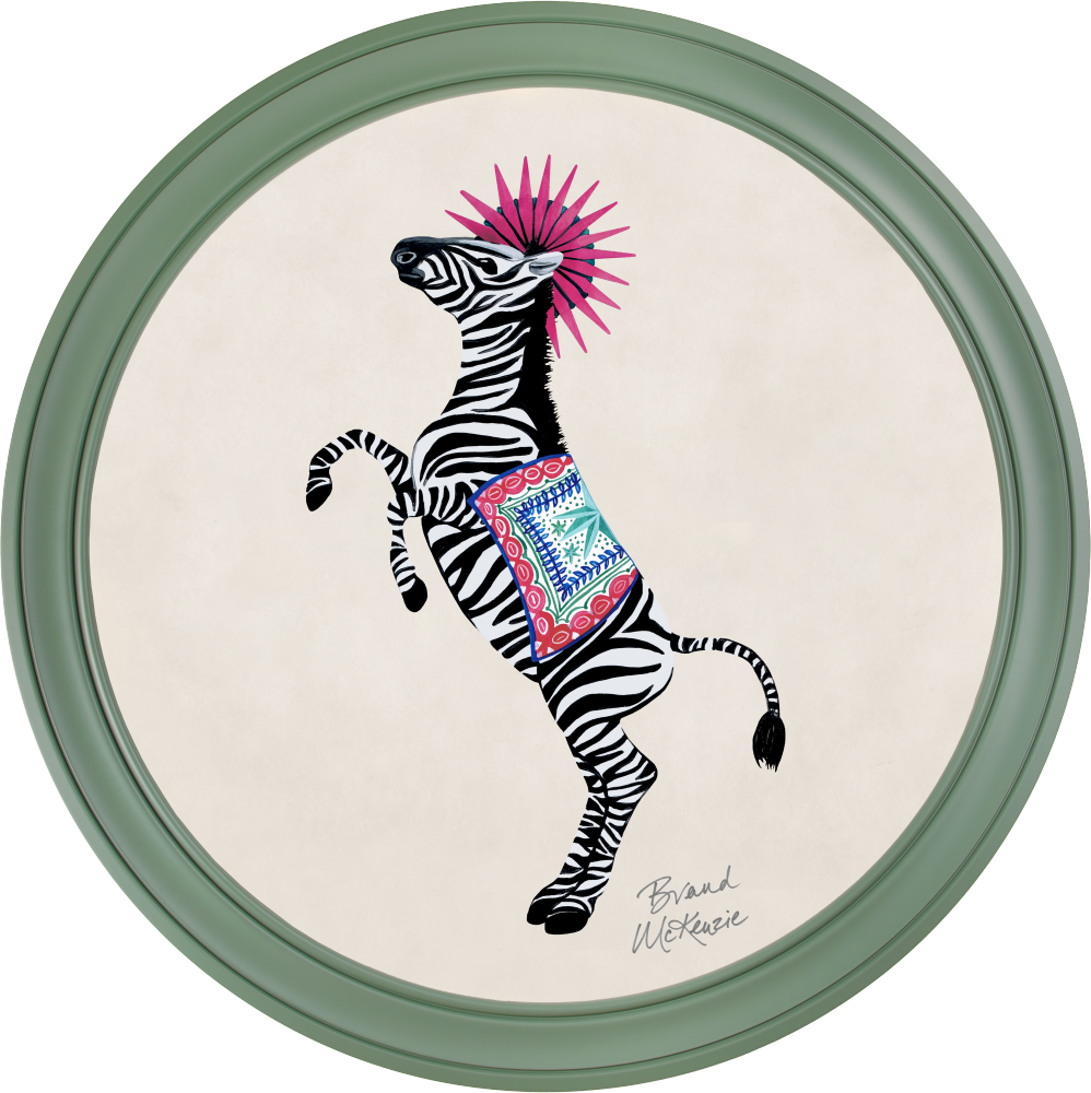 Brand McKenzie Balancing Act Kiki Framed Round Art Print with Chalk White Background