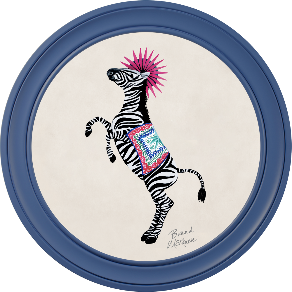 Brand McKenzie Balancing Act Kiki Framed Round Art Print with Chalk White Background