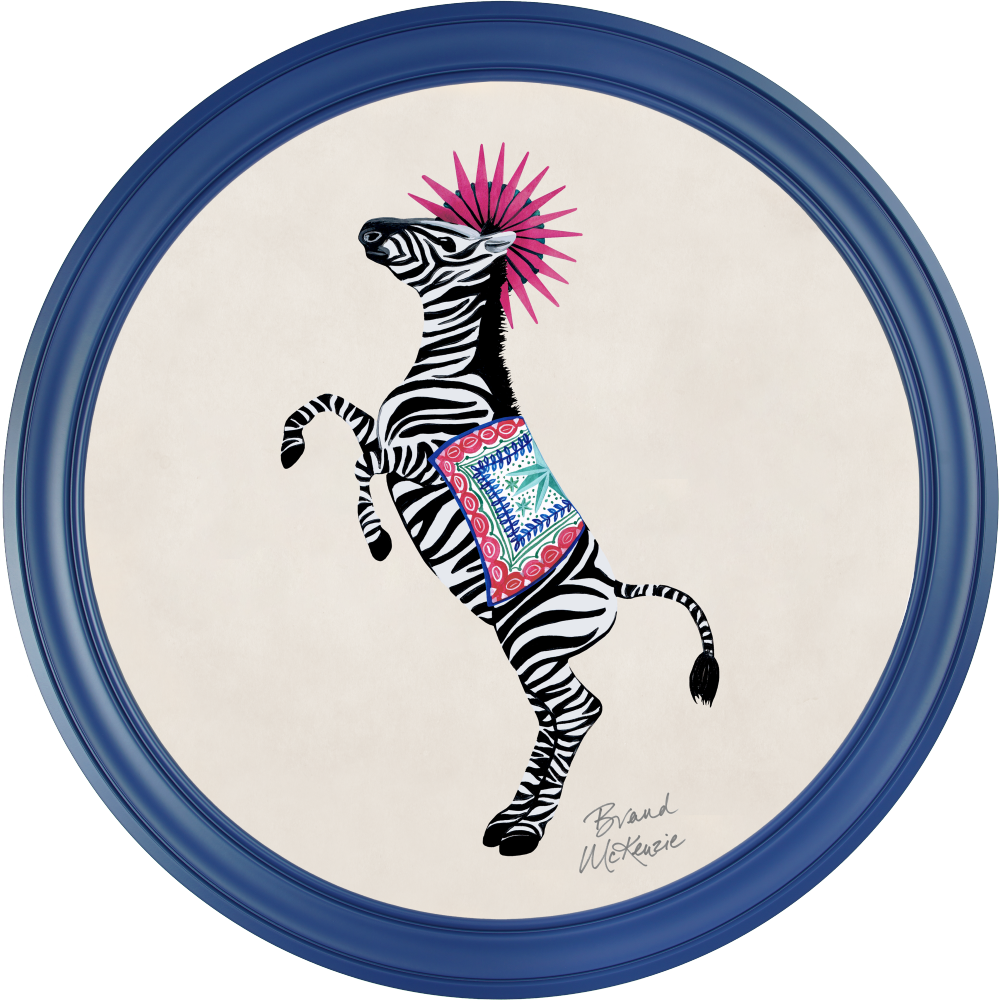 Brand McKenzie Balancing Act Kiki Framed Round Art Print with Chalk White Background
