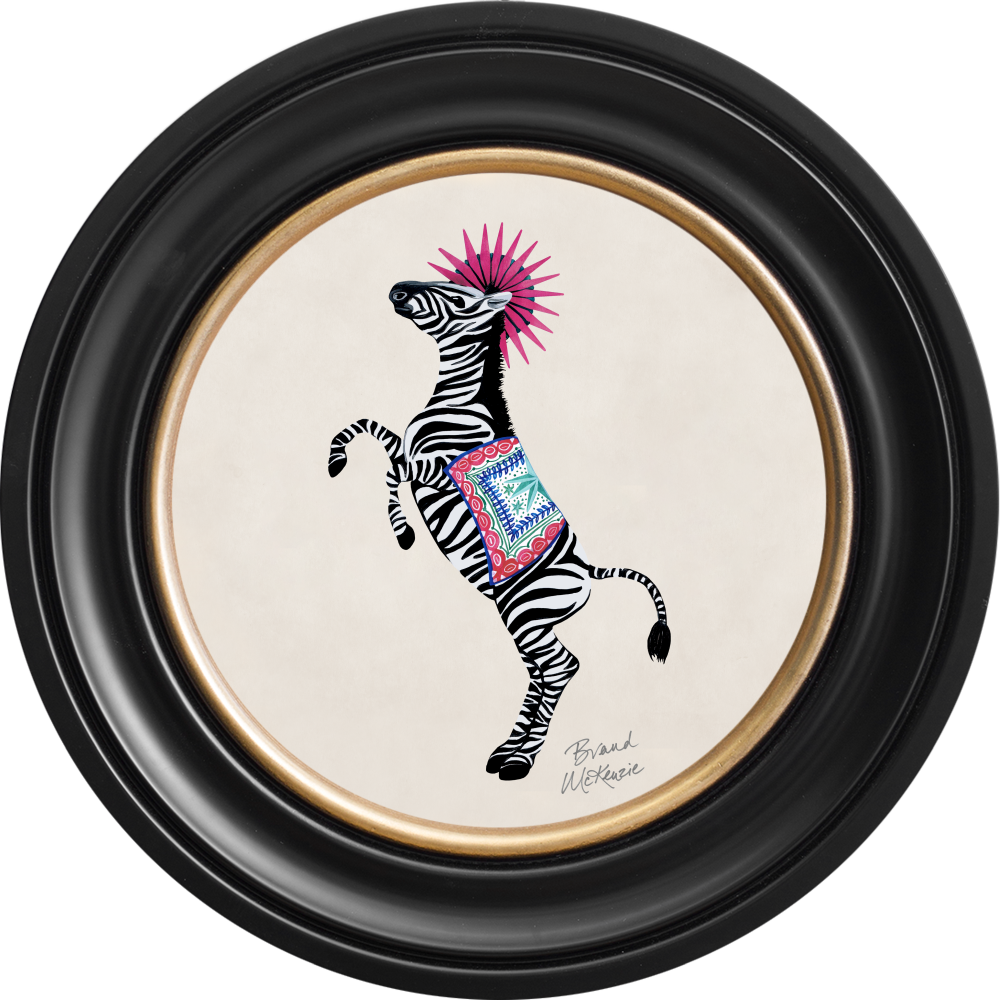 Brand McKenzie Balancing Act Kiki Framed Round Art Print with Chalk White Background
