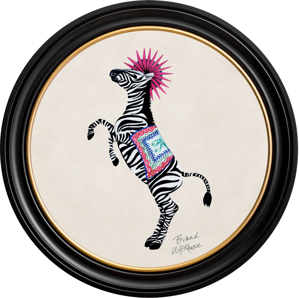 Brand McKenzie Balancing Act Kiki Framed Round Art Print with Chalk White Background