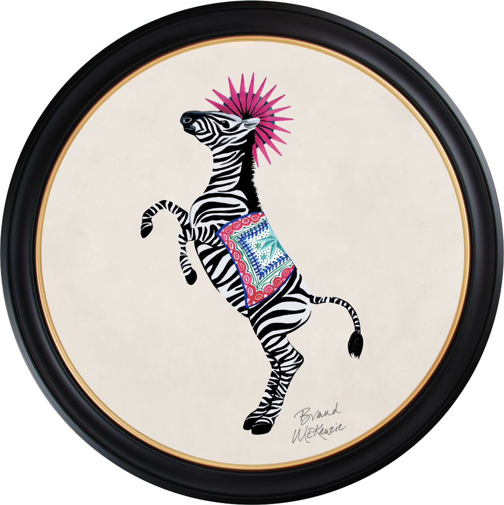 Brand McKenzie Balancing Act Kiki Framed Round Art Print with Chalk White Background