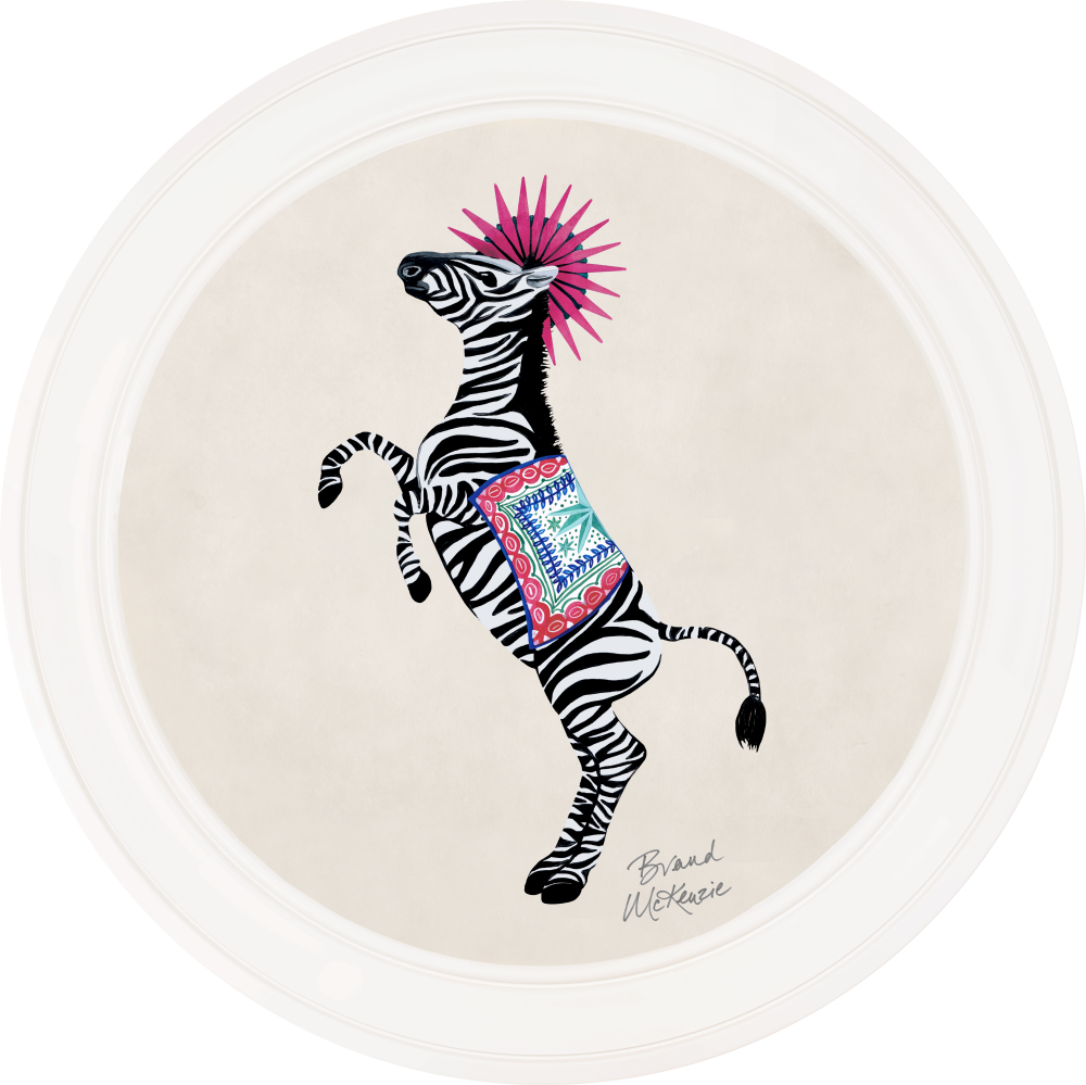 Brand McKenzie Balancing Act Kiki Framed Round Art Print with Chalk White Background