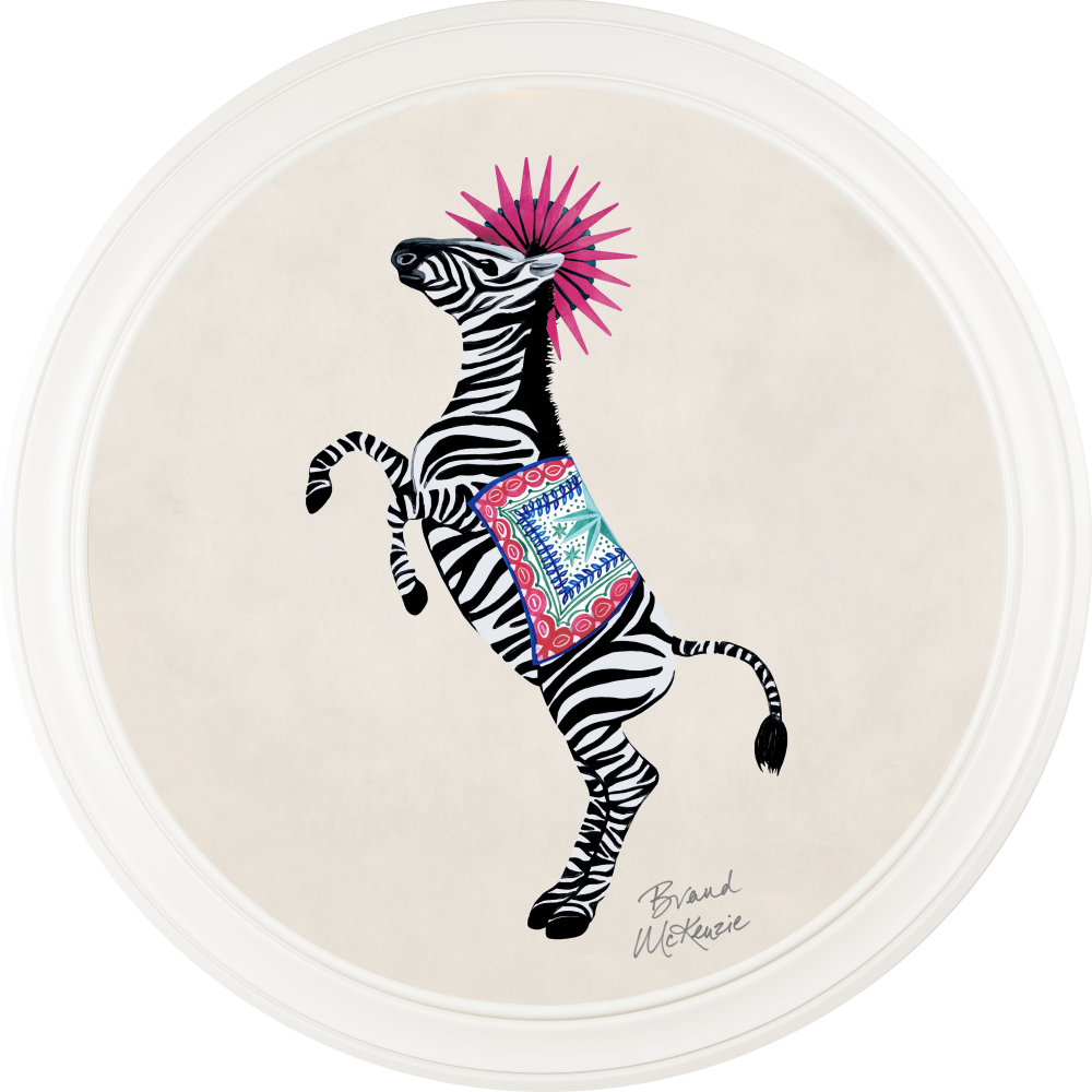 Brand McKenzie Balancing Act Kiki Framed Round Art Print with Chalk White Background